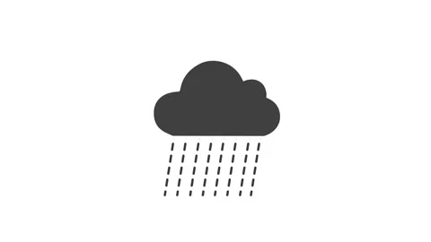 Rain cloud icon animation in grey color on white background for weather forecast Stock Footage 333920346