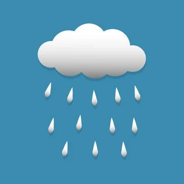 Rain cloud icon on blue background. Stock Illustration