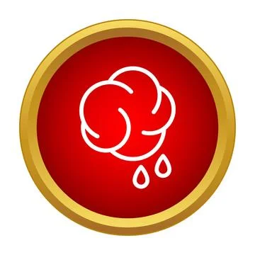 Rain cloud icon dropping water in red circle Stock Illustration