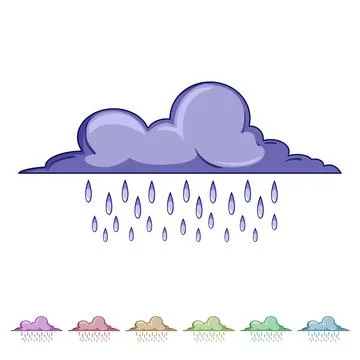 Rain cloud icon dropping water droplets Stock Illustration