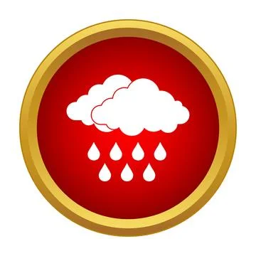Rain cloud icon with falling drops in circle Stock Illustration