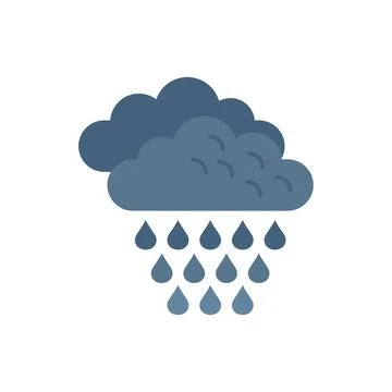 Rain cloud icon flat vector. Meteo rainy Stock Illustration