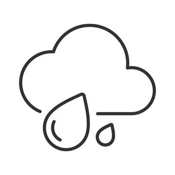 Rain cloud icon in line design. rain, cloud, weather, precipitation, climate Illustrazione stock