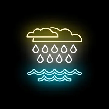 Rain cloud icon neon glow weather forecast Stock Illustration