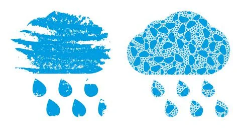 Rain Cloud Icon Recursive Mosaic and Grunge Textured Icon Stock Illustration