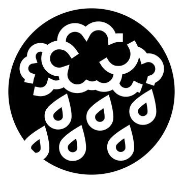 Rain cloud icon showing falling raindrops weather forecast Stock Illustration