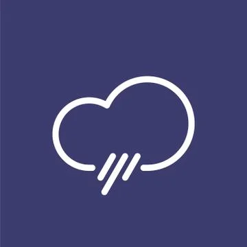 Rain cloud icon for simple flat style weather ui design Illustrazione stock