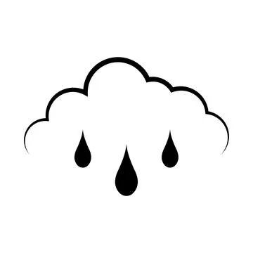 Rain cloud icon with three falling drops, weather symbol, cloud with rain Stock Illustration