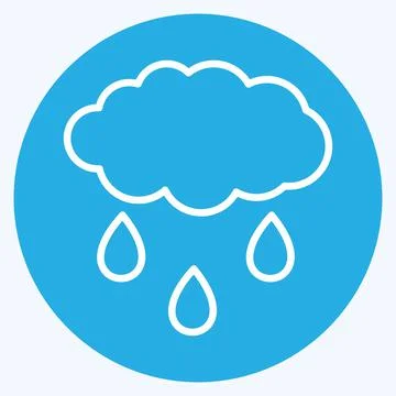 Rain Cloud Icon in trendy blue eyes style isolated on soft blue background Stock Illustration