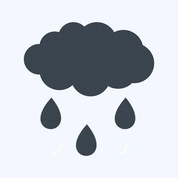 Rain Cloud Icon in trendy glyph style isolated on soft blue background Stock Illustration