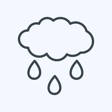 Rain Cloud Icon in trendy line style isolated on soft blue background Stock Illustration