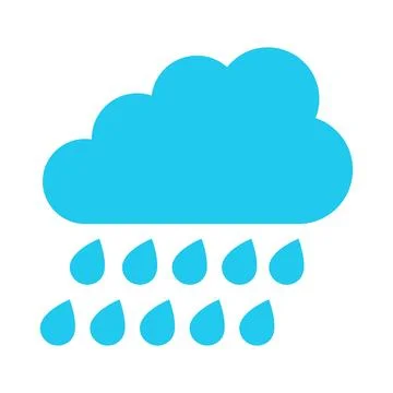 Rain cloud icon. Vector illustration in flat style isolated on white backgrou Illustrazione stock