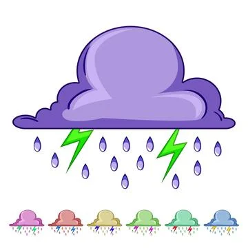 Rain cloud illustrating thunderstorm weather forecast icon Stock Illustration