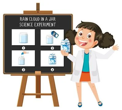 Rain cloud in a jar science experiment Stock Illustration