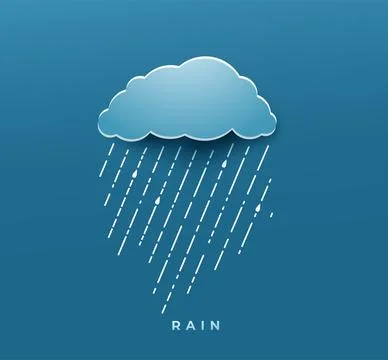 Rain cloud with lines, raindrops vector illustration. Thunderstorm weather Illustrazione stock