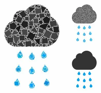 Rain cloud Mosaic Icon of Rough Elements Stock Illustration