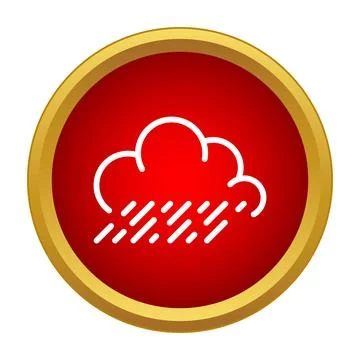 Rain cloud outline icon inside red circle Stock Illustration