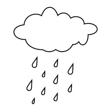 Rain cloud outline isolated on white. Cartoon, autumnal forecast contour with Stock Illustration