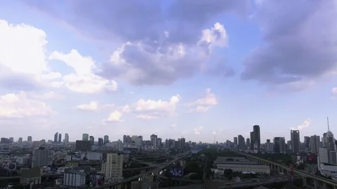 Rain cloud over city skyline time lapse Stock Footage 78206009