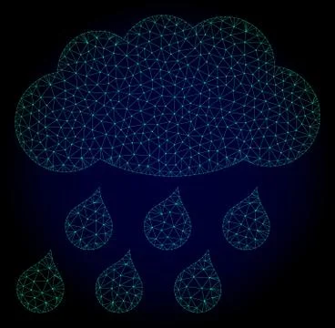 Rain Cloud Polygonal Frame Vector Mesh Illustration Illustrazione stock
