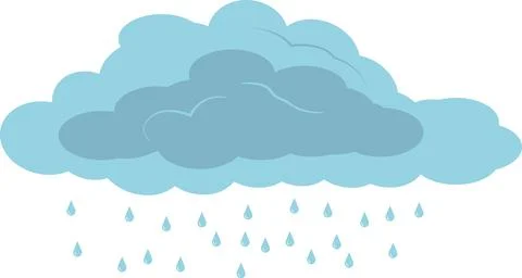 Rain cloud, rain cloud raindrops, Cloud rain symbol, Blue sky with cloud Stock Illustration