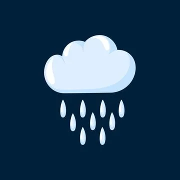 Rain cloud with raindrops in cartoon style. Design for weather forecasts, apps Stock Illustration