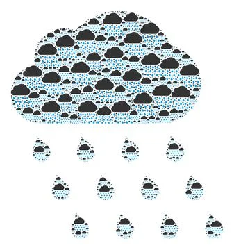 Rain Cloud Recursive Mosaic of Itself Items Stock Illustration