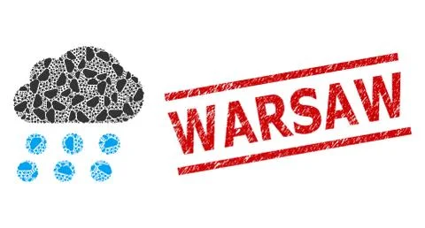 Rain Cloud Recursive Mosaic of Rain Cloud Items and Distress Warsaw Stamp 库存插图