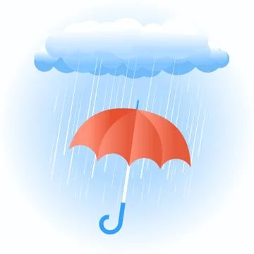 Rain cloud with red umbrella Stock Illustration
