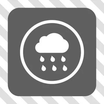 Rain Cloud Rounded Square Button Stock Illustration