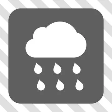 Rain Cloud Rounded Square Button Illustrazione stock