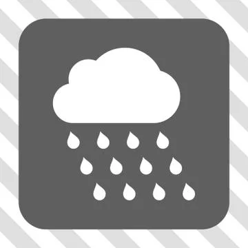 Rain Cloud Rounded Square Button Ilustración de archivo