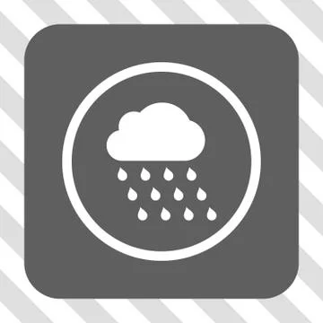 Rain Cloud Rounded Square Button Illustrazione stock