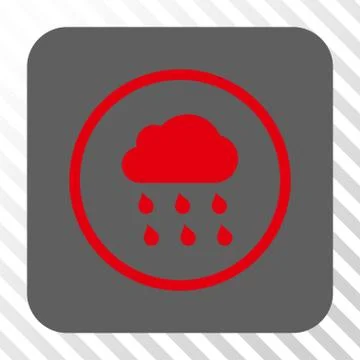 Rain Cloud Rounded Square Button Stock Illustration