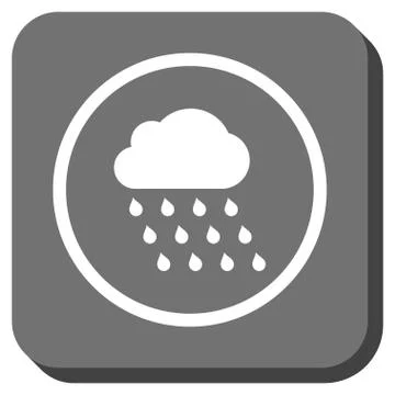 Rain Cloud Rounded Square Glyph Icon Stock Illustration