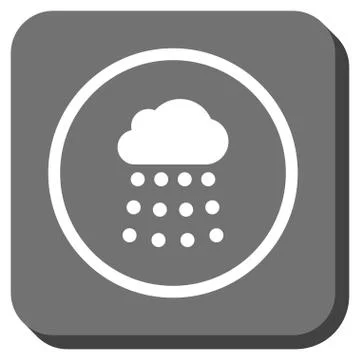 Rain Cloud Rounded Square Vector Icon Stock Illustration