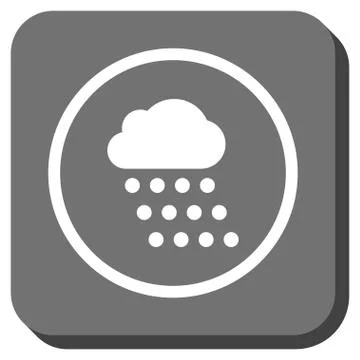 Rain Cloud Rounded Square Vector Icon Stock Illustration