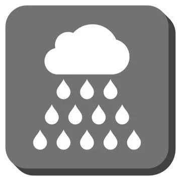 Rain Cloud Rounded Square Vector Icon Stock Illustration