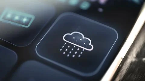 Rain cloud symbol displayed as an interactive dashboard tile 库存照片