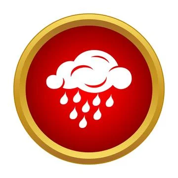 Rain cloud symbol inside red circle button Stock Illustration