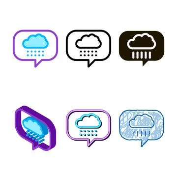 Rain cloud variety frame icon vector outline Stock Illustration