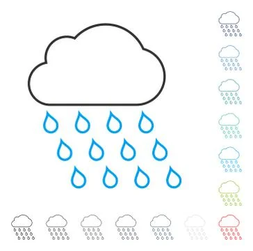 Rain Cloud Vector Contour Icon イラスト素材