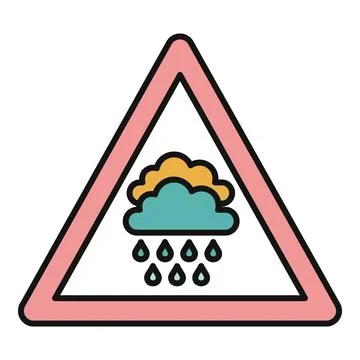 Rain cloud warning sign indicating bad weather ahead Stock Illustration