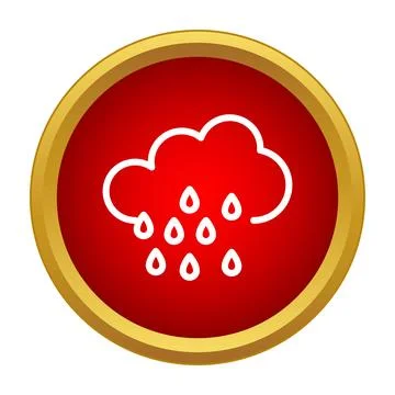 Rain cloud weather forecast icon in red circle Stock Illustration