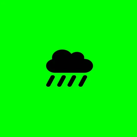 Rain Cloud Weather Icon Animation on Green Screen Chroma Key Background Stock Footage 340620698