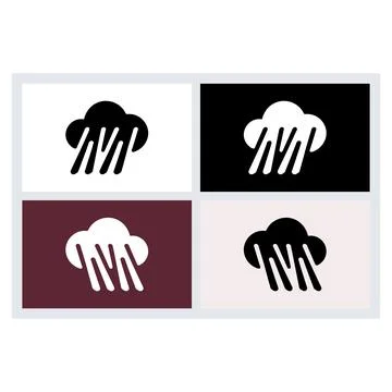 Rain Cloud Weather Icon Set Stock Illustration
