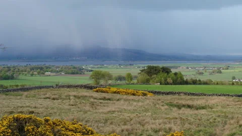 Rain clouds above Loch Leven, Aerial/drone shot Scotland Vidéo 146463766