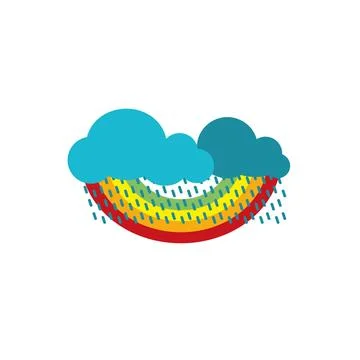 Rain clouds and rainbow. Stock Illustration