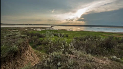 Rain clouds and sunset Stockbeeldmateriaal 39828922