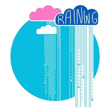 Rain clouds background.Vector color flat style Stock Illustration